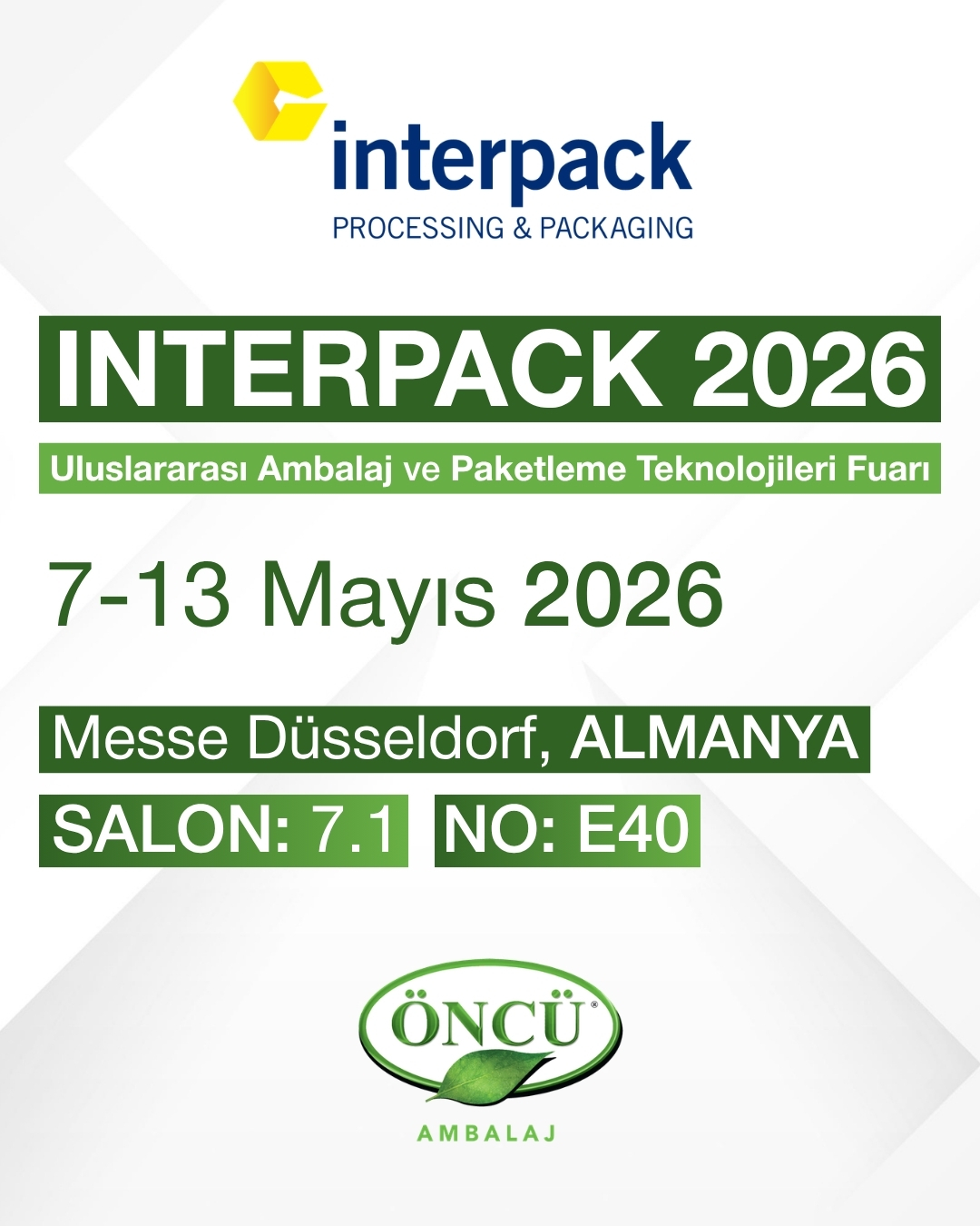 Öncü Ambalaj Interpack 2026 Afişi